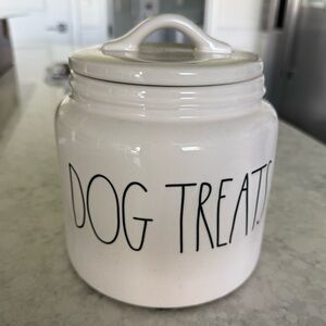 Dog Treats Ceramic Canister - White